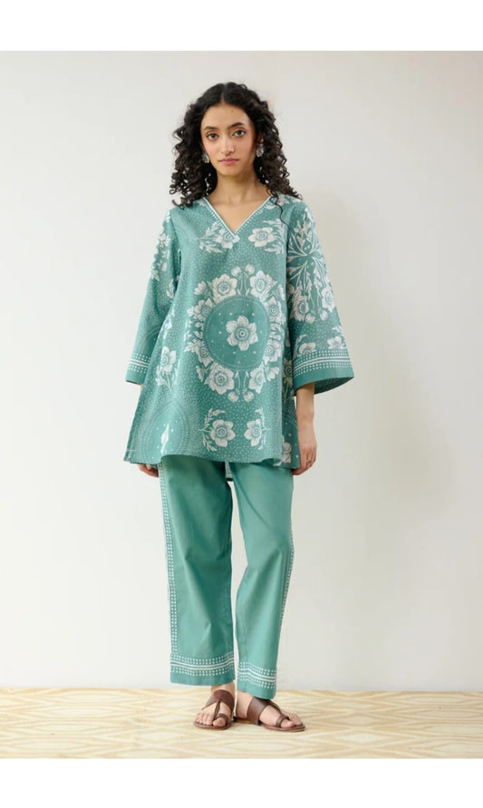The Sage Medallion Print Co-ord Set - Teal